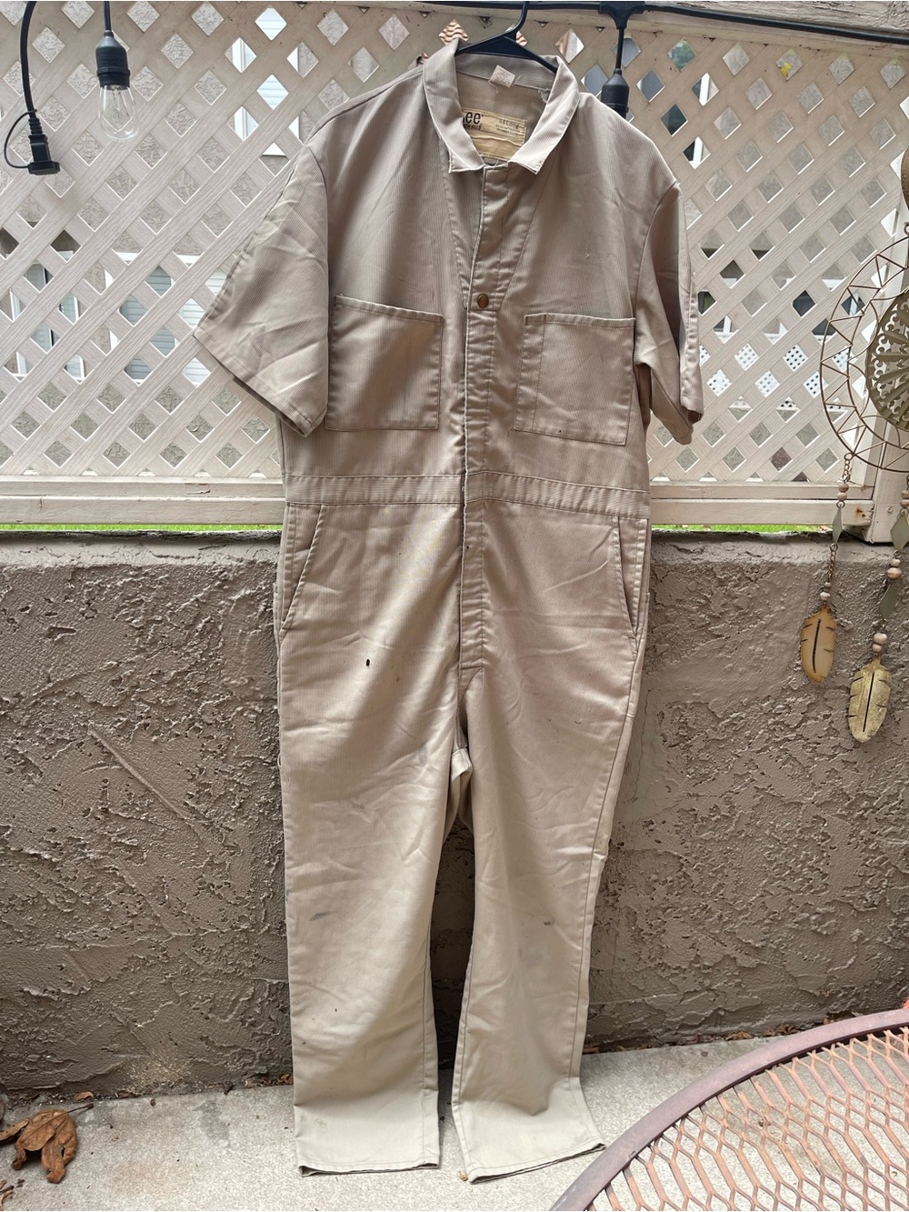 1970’s vintage Lee Men's Short-Sleeve Coverall in Beige
